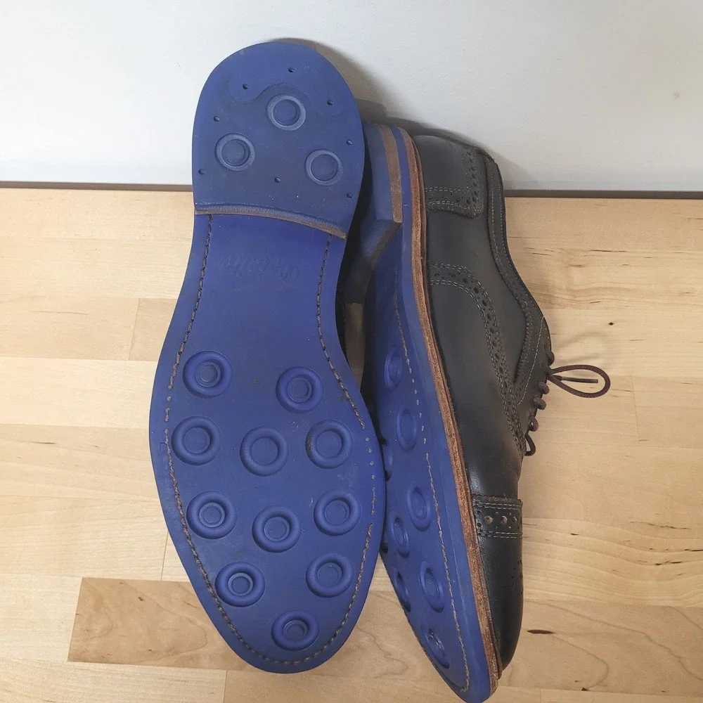 Allen Edmonds Shoes Mens 9.5 D Dark Brown Strandmok Oxford Blue Sole Brogue 8655